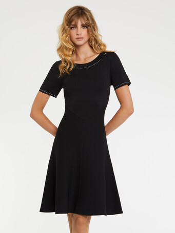 Robe patineuse en viscose milano - Noir / blanc casse