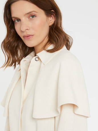 Belted viscose coat with flaps - Ivory