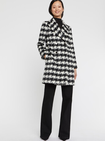 Manteau droit à motif pied-de-coq - Noir / blanc