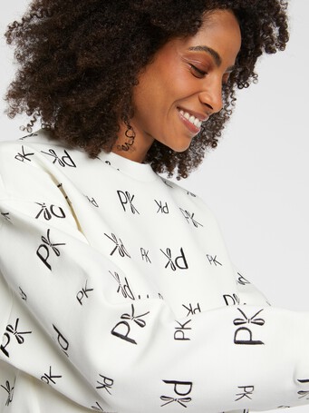 Embroidered double-jersey sweatshirt - Off white