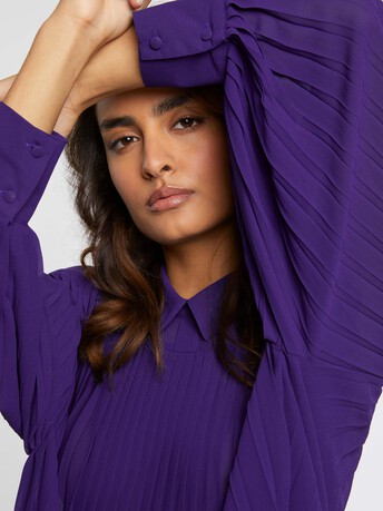 Chemise plissée en tissu crêpe - Raisin
