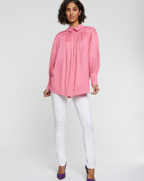 Pleated cotton-poplin blouse
