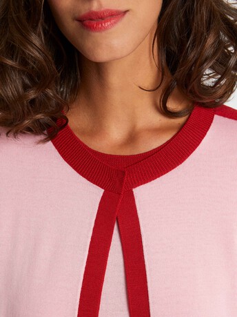 Pull trompe l'œil en laine - Candy pink/ hibiscus