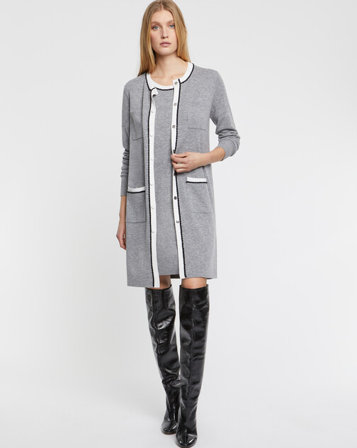 Cardigan long en laine et cachemire