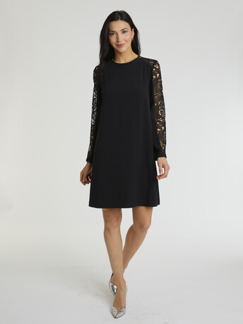 Robe en crêpe envers satin - Noir