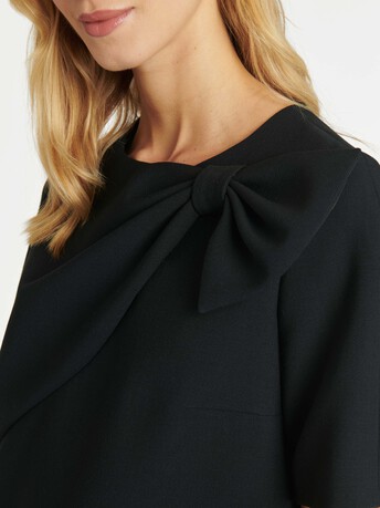 Robe trapèze à noeud en tricotine stretch - Noir