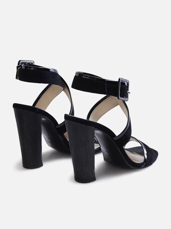 Calfskin and goatskin leather sandals - Noir