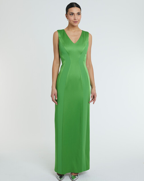 Robe longue en crêpe envers satin