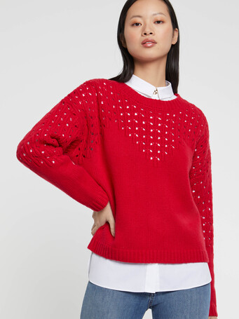 Pull ajouré en laine et cachemire - Hibiscus