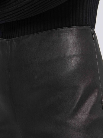 Pantalon slim en cuir d'agneau stretch - Noir