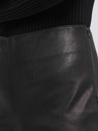 Lambskin leather slim-leg pants - Noir