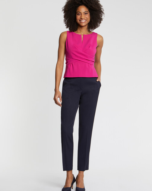Top sans manches en crêpe envers satin