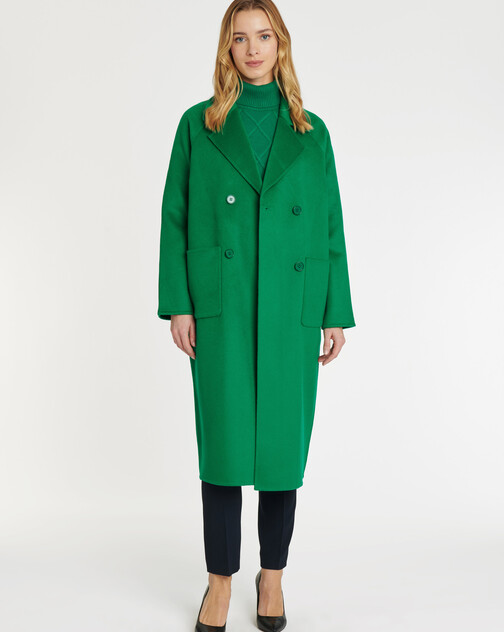 Manteau long double face en laine et cachemire