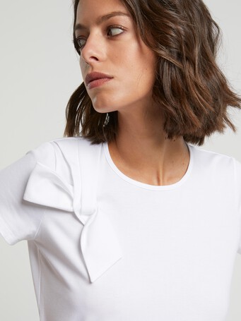 Stretch-cotton jersey top - White