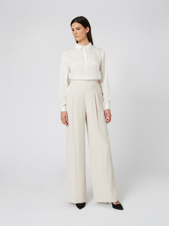 Satin-back crepe pants - Coquille