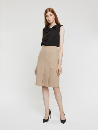 Stretch-tricotine skirt - Beige