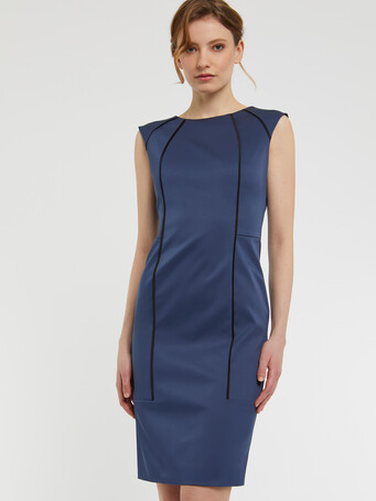 Robe droite en satin - Orage / noir