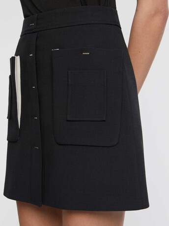 Buttoned-front mini skirt - Noir / pierre