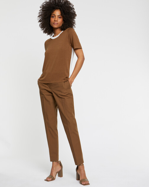 Short-sleeve silk and cotton sweater