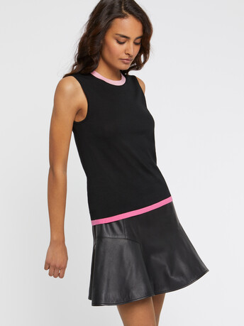 Pull sans manche en soie - Noir/ candy pink