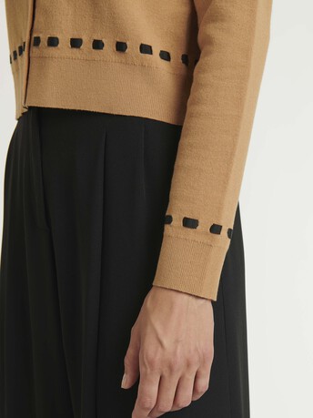 KNITTED CARDIGAN - Caramel / noir