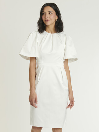 Robe courte en satin duchesse - Blanc casse