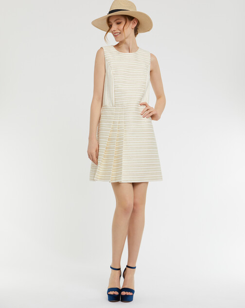 Mini-robe plissée à rayures tennis et lurex