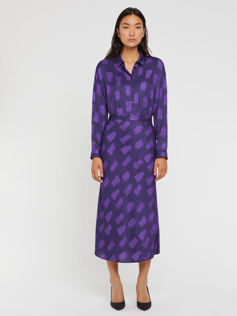 Chemise en viscose imprimé tacheté - Indigo / cassis