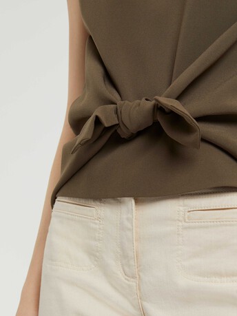 Satin-back crepe top - Khaki