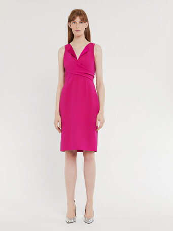 Robe courte croisée en crêpe envers satin - Fuchsia
