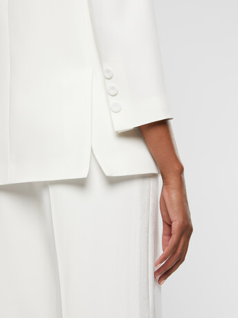 Veste de smoking en crêpe envers satin - Blanc casse