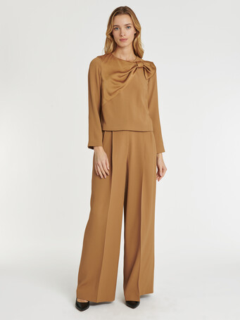 Top en crêpe envers satin - Caramel
