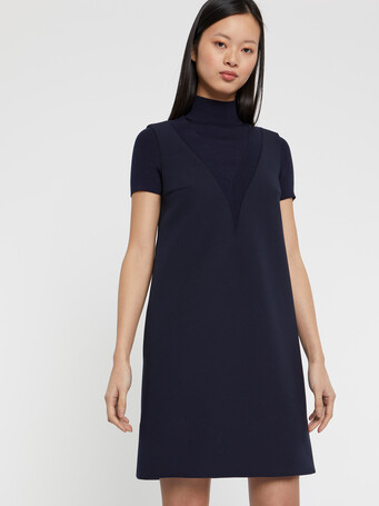 Short trompe l'oeil A-line dress - Navy blue