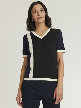 KNITTED SWEATER - Noir/marine