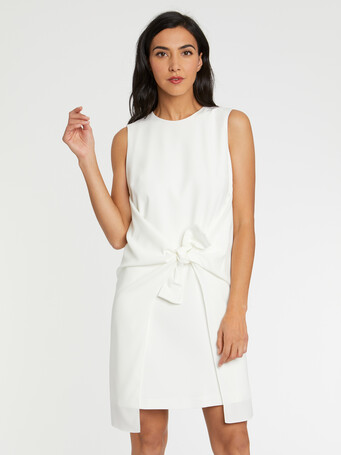 Robe nouée en crêpe envers satin - Blanc casse