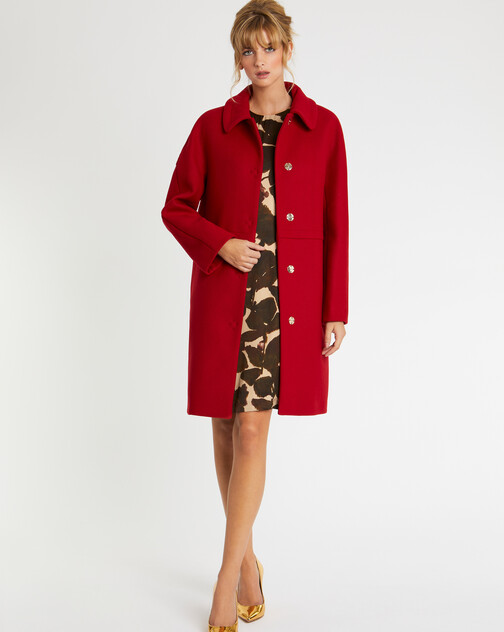 Manteau droit en drap de laine