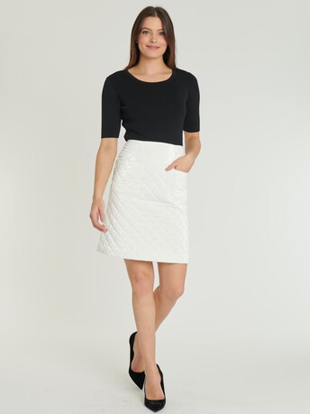 WOVEN DRESS - Off white / black