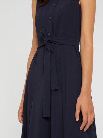 Satin-back crepe dress - Navy blue