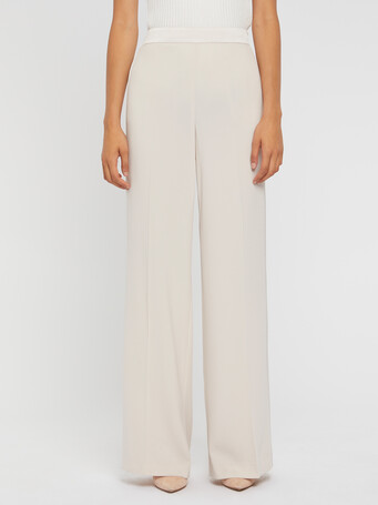 Wide-leg satin-back crepe pants - Coquille