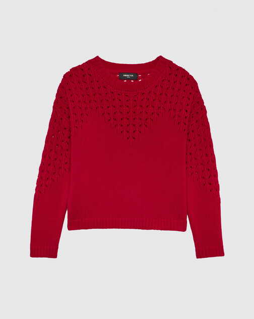 Pull ajouré en laine et cachemire
