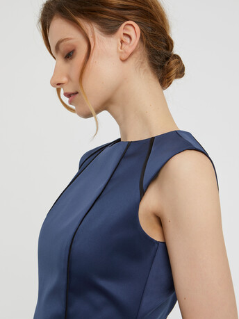 Robe droite en satin - Orage / noir