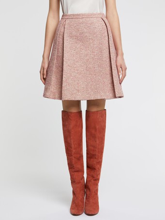 Mini-jupe plissée en tweed - multicolore