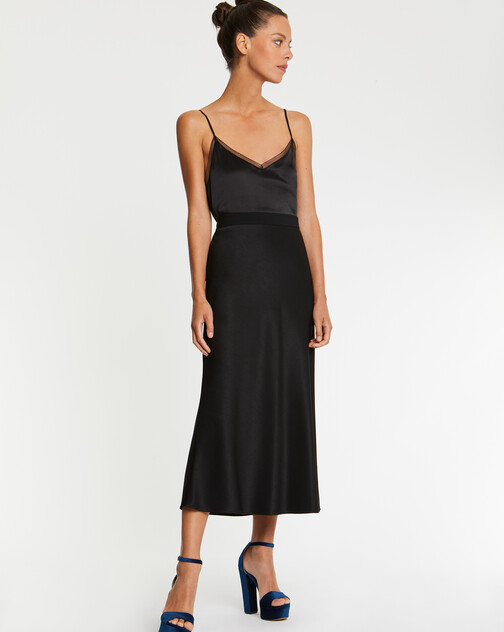 Satin-back crepe midi skirt
