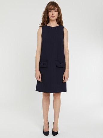 Mini-robe à nœuds en tricotine stretch - Marine