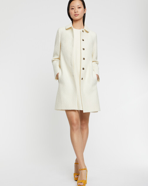 Manteau à col Claudine en laine jacquard