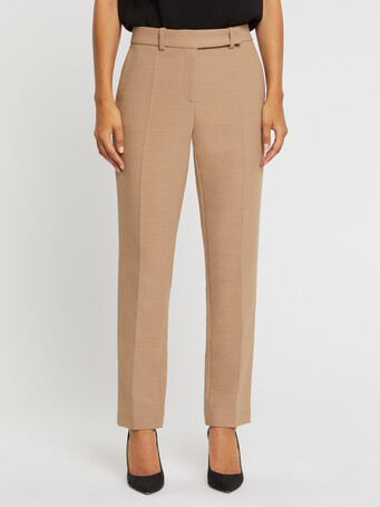 Pantalon cigarette en tricotine stretch - Camel