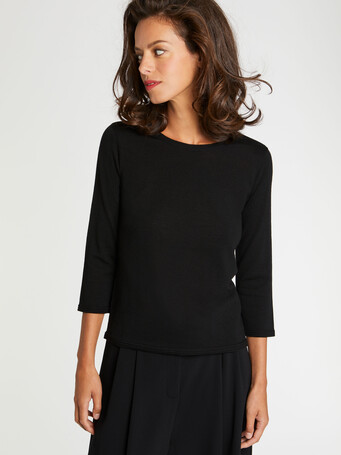 Merino-wool openwork sweater - Noir