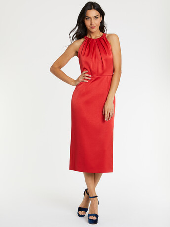 Robe mi-longue en satin - Hibiscus