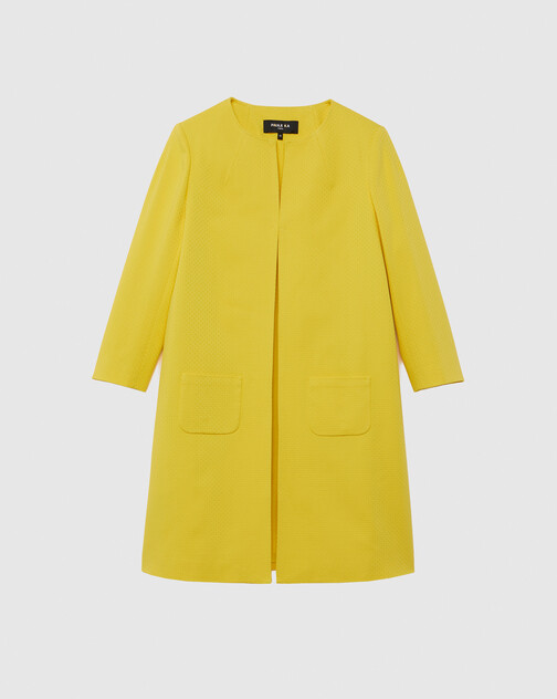 Manteau mi-long en jacquard plumetis