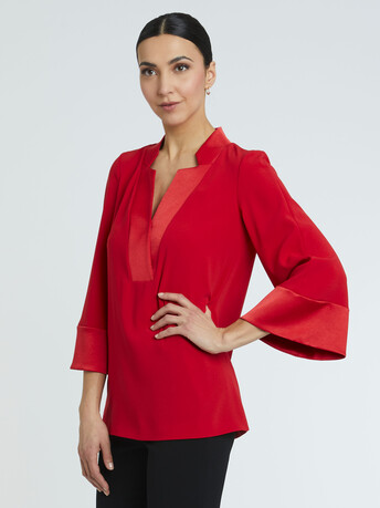 Blouse en crêpe enver satin - Sanguine